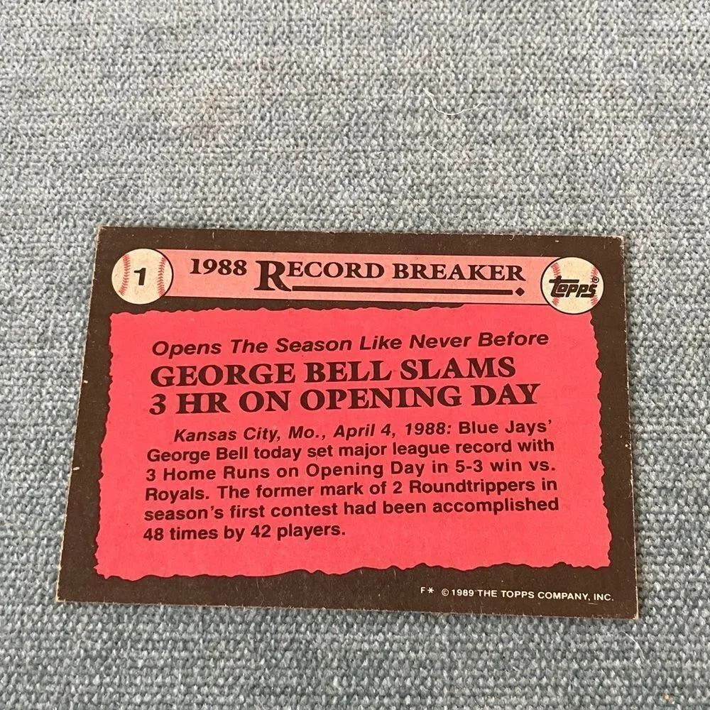 1989 Topps Baseball Card Trading Card